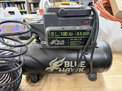 Blue Hawk 2 Gallon 100 PSI Max Portable Electric Air Compressor with Hose