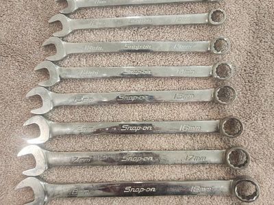 Snap-on 10-19mm Metric Combination Wrench Set - 10 Wrenches, Chrome Finish