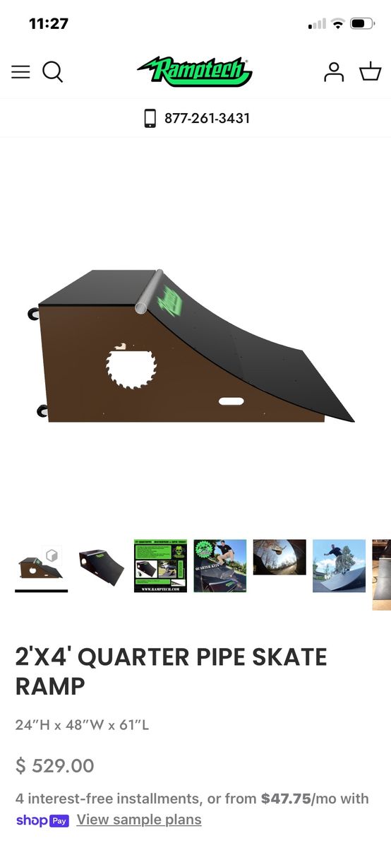 $330 or best offer BLACK SKATE RAMP RAMPTECK new,still in box,24”H x 48”W x61”L. Original price is $529.
