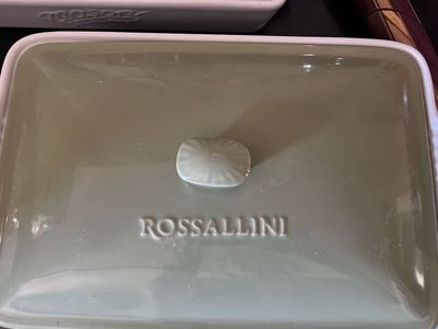 Rossallini White & Green Covered Rectangular Baking Dish Casserole Dish