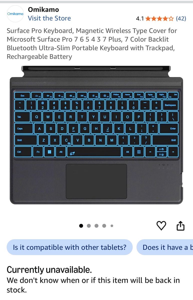 Omikamo Magnetic Wireless Type Cover Keyboard for Microsoft Surface Pro 7/6/5/4/3/7 Plus