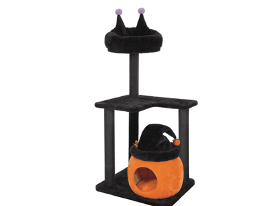New in Box Gothic Cat Tree, 44.8" Black Cat Tower for Cats with Large Cat Condo