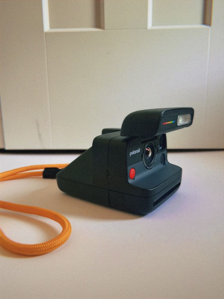 Polaroid Now Instant Camera - Black with Orange Strap - Capture Retro Memories