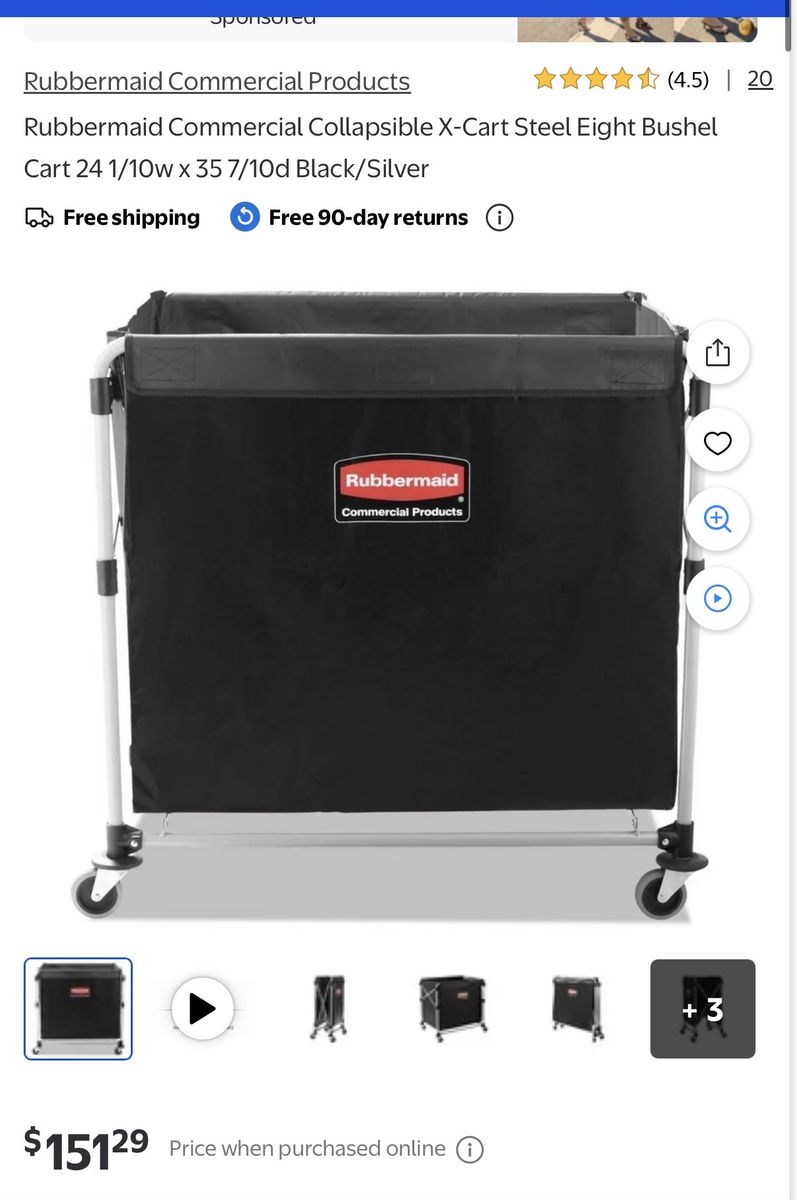 Rubbermaid Commercial Collapsible X-Cart – 8 Bushel