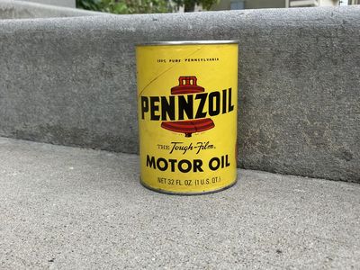 Vintage Pennzoil Motor Oil Can - Full, Unopened 1 Quart Metal Can