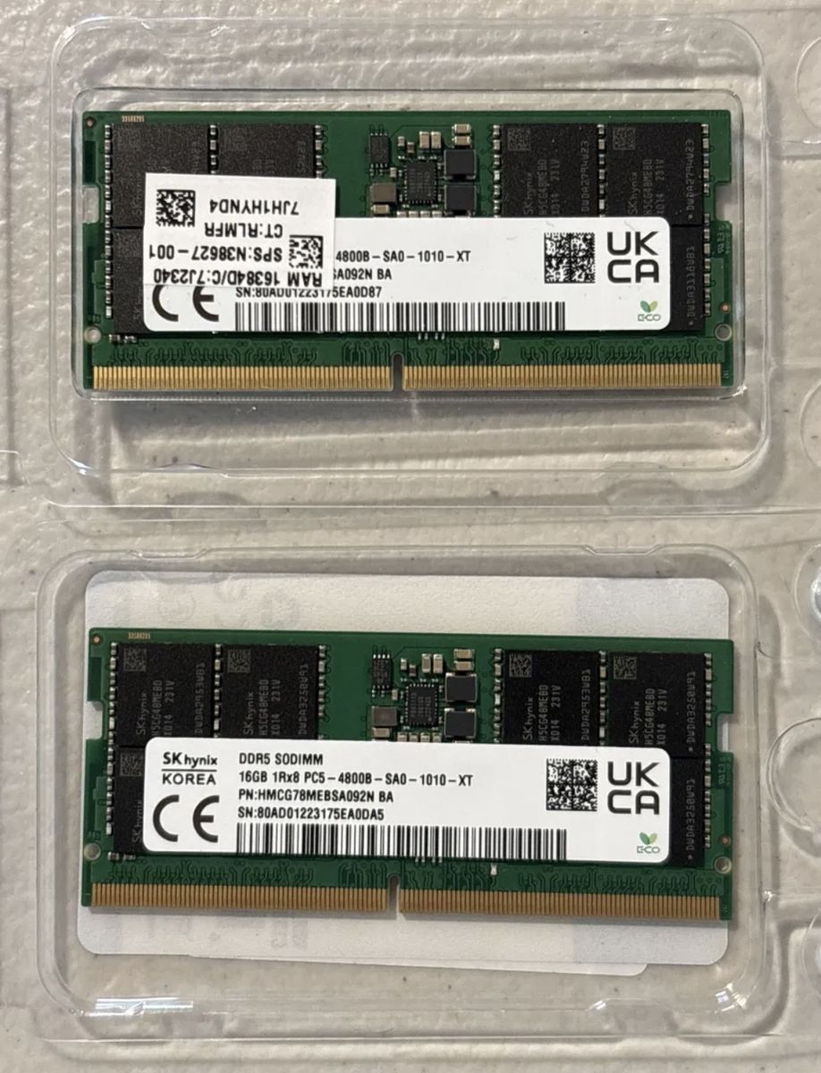 32GB (2x16GB) DDR5-4800 Laptop RAM – SK Hynix SODIMM – Matched Pair