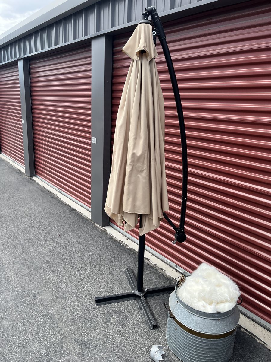 Offset Patio Umbrella with Stand - Tan, Large