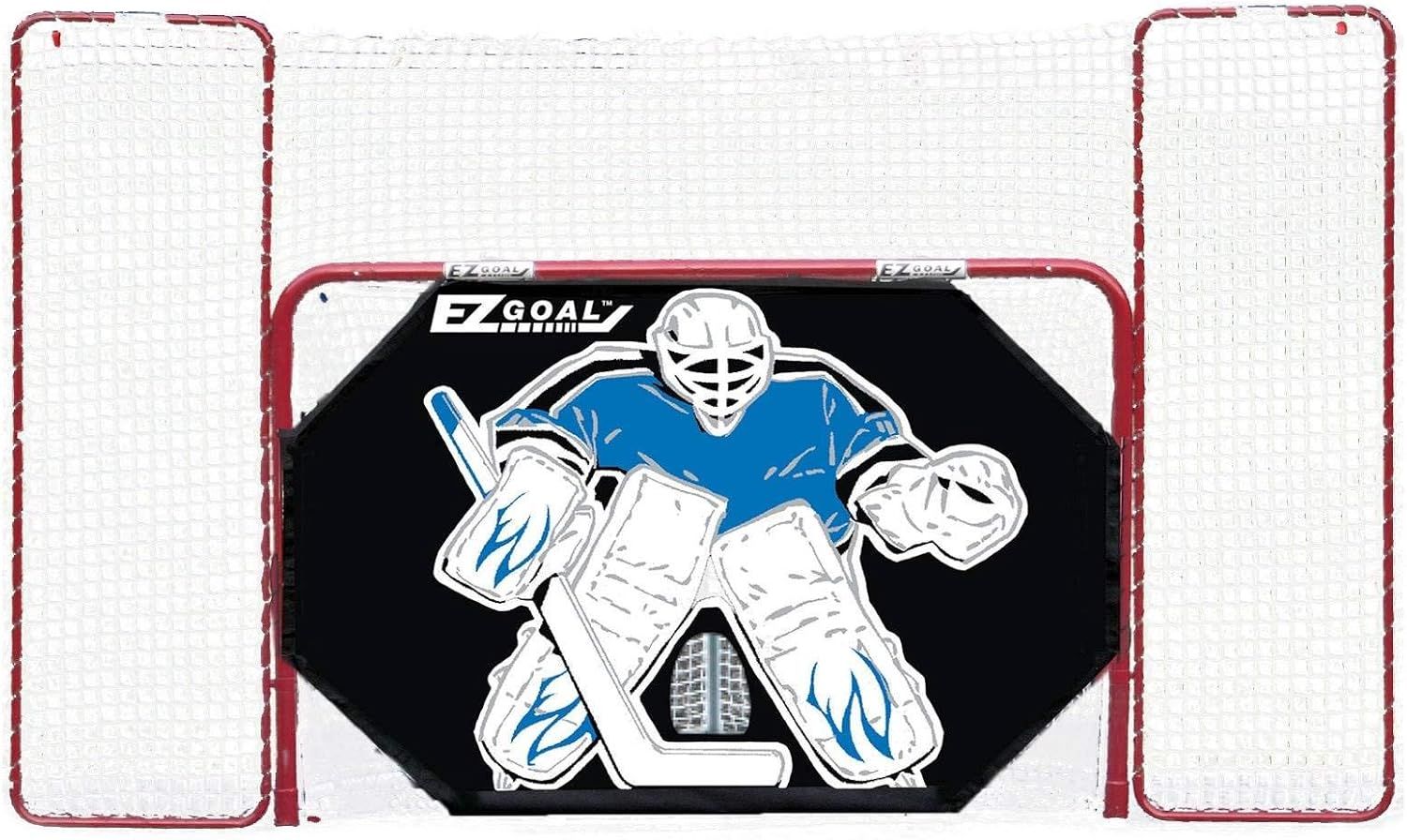 EZGoal 2 in. Folding Steel Hockey Goal with Backstop - Shooter Tutor & Targets On Goal Net