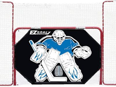 EZGoal 2 in. Folding Steel Hockey Goal with Backstop - Shooter Tutor & Targets On Goal Net
