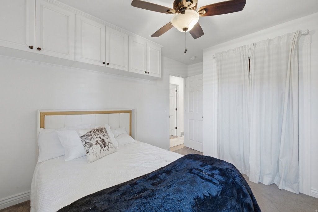 Full Size Bed Frame & Mattress - White Upholstered Headboard, Gold Trim - Like New! Never slept In.