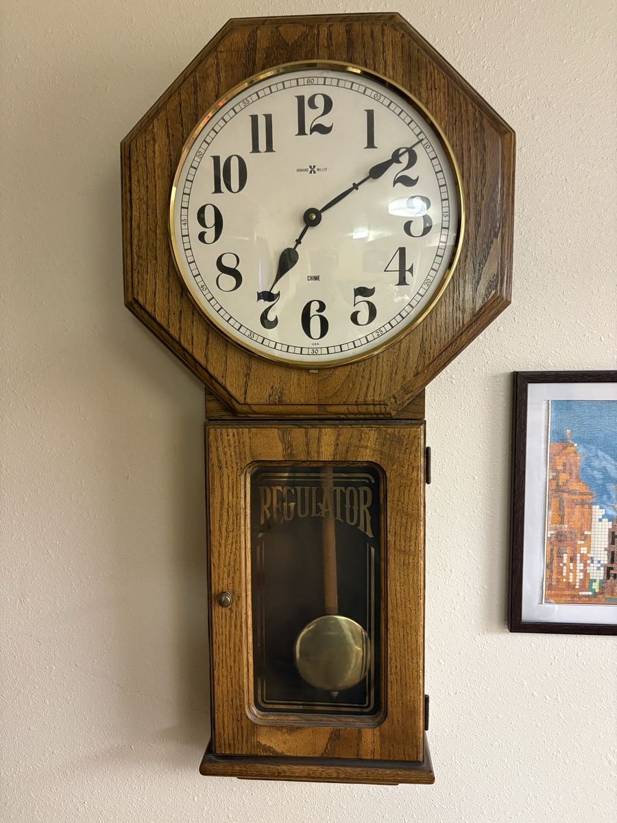 Howard Miller Regulator Wall Clock Wooden Case with Pendulum