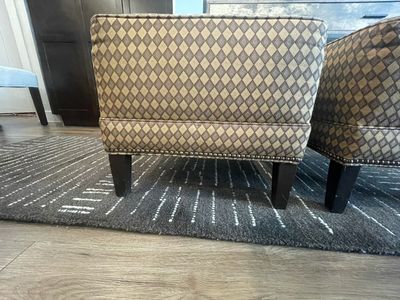 Ethan Allen Diamond Pattern Ottomans — Set of 2