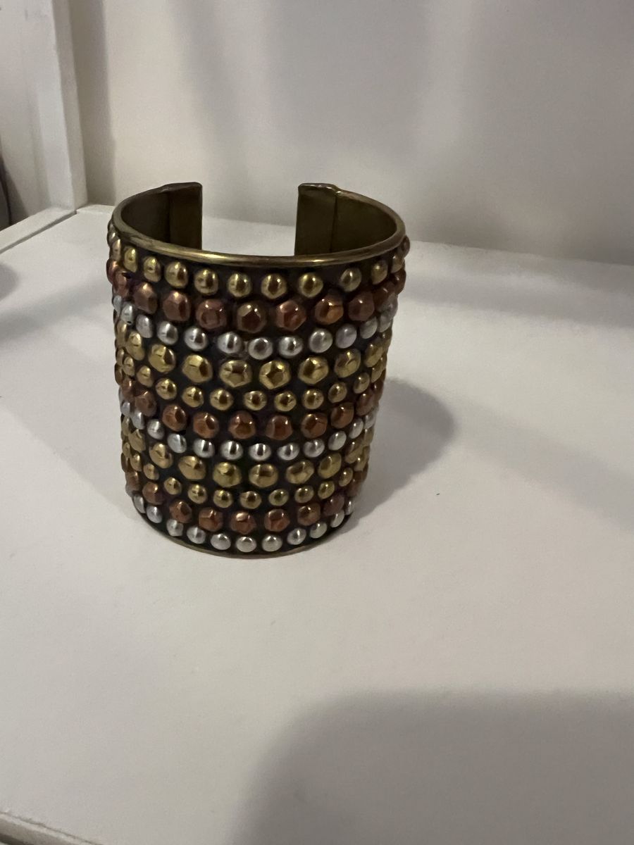 Boho Wide Metallic Studded Bangle.