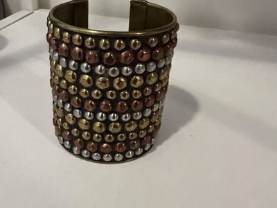 Boho Wide Metallic Studded Bangle.