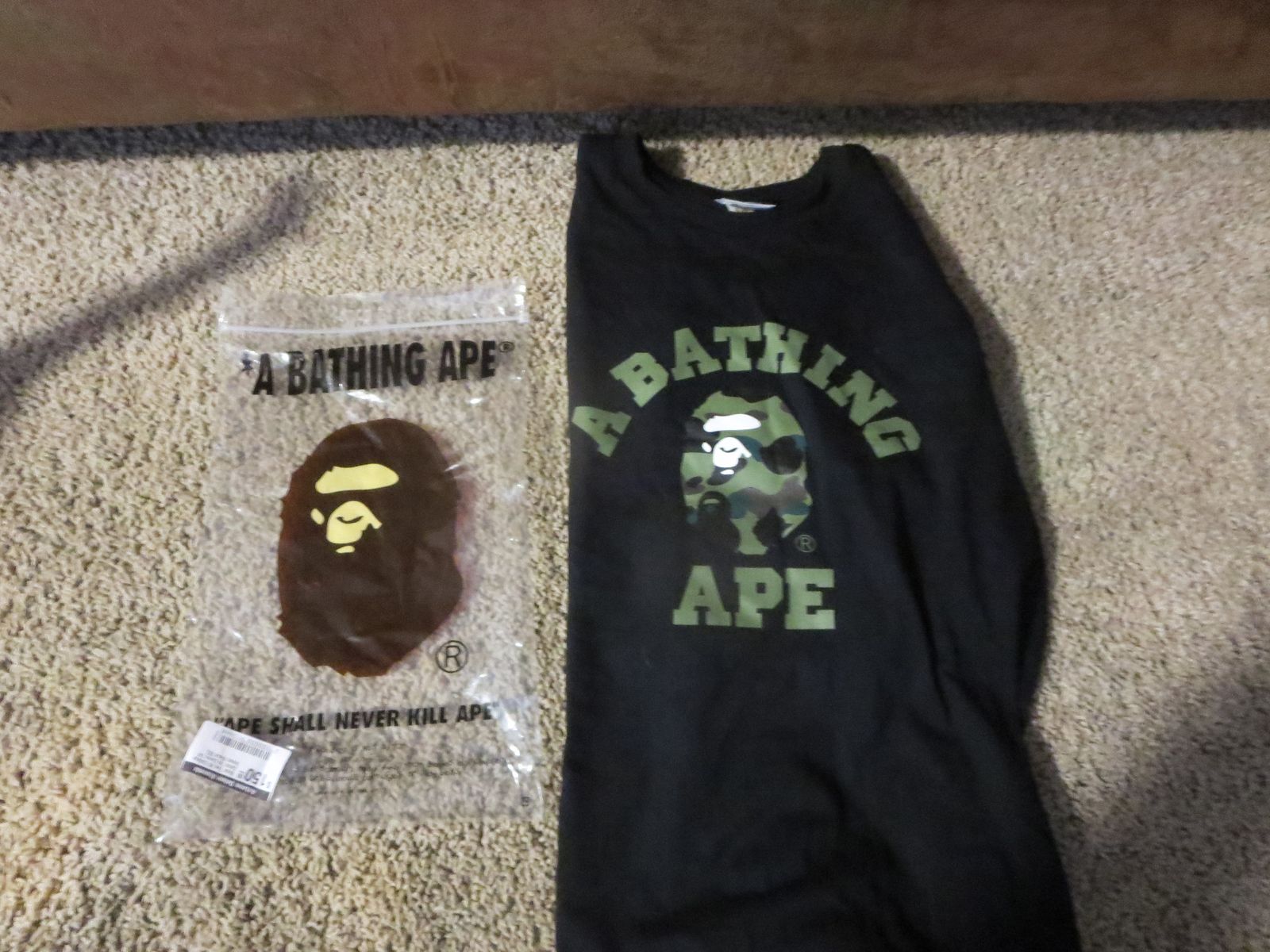 A Bathing Ape College Tee Black 1st Camo Green Graphic Shirt 3XL