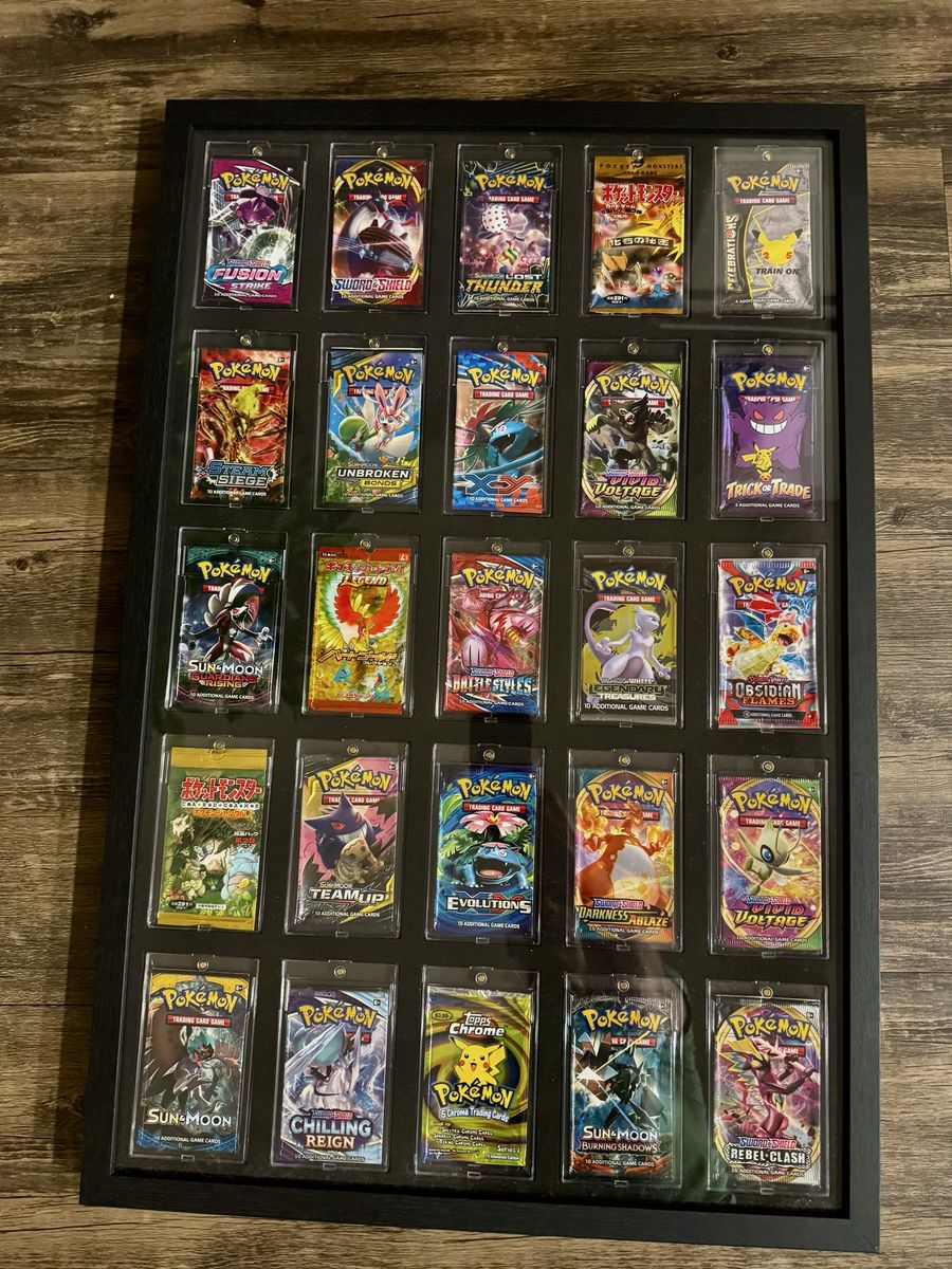 Pokémon framed wrappers (no cards) some as old as Japanese Jungle 1997 - Vintage
