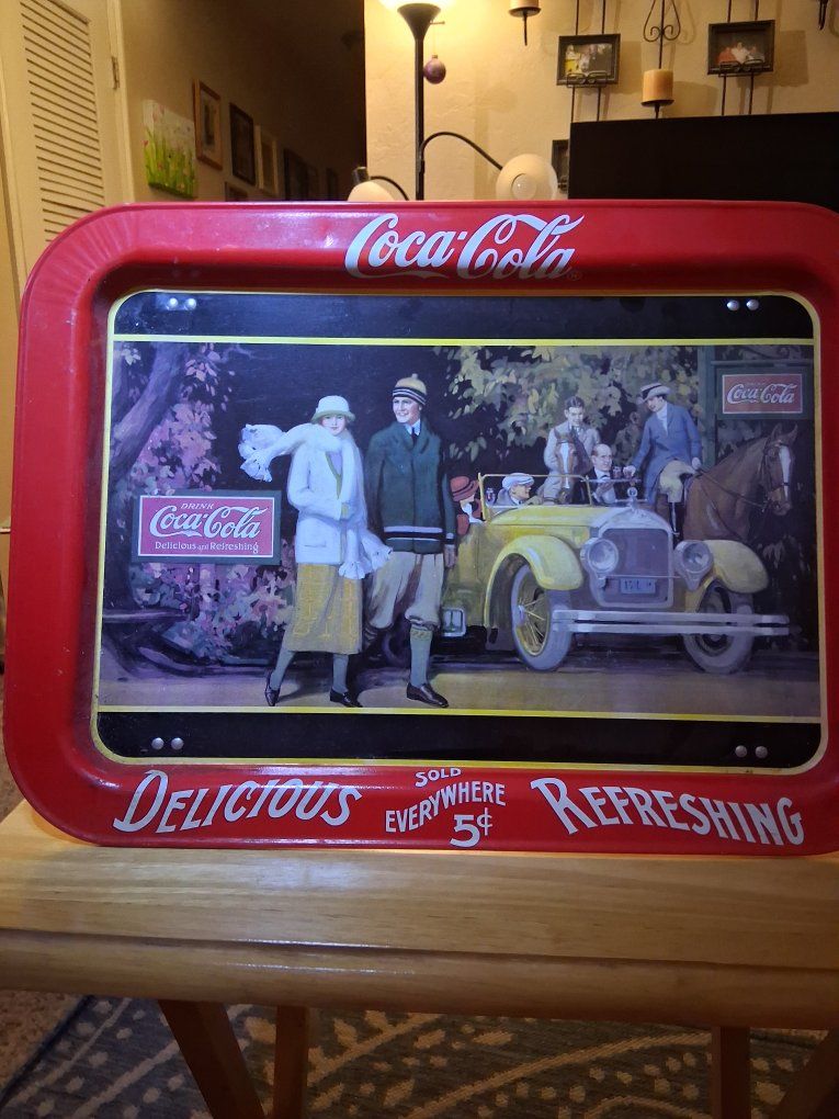 Vintage Coca-Cola Collectibles - Tin Tray, Metal Sign, and Barn Print Lot