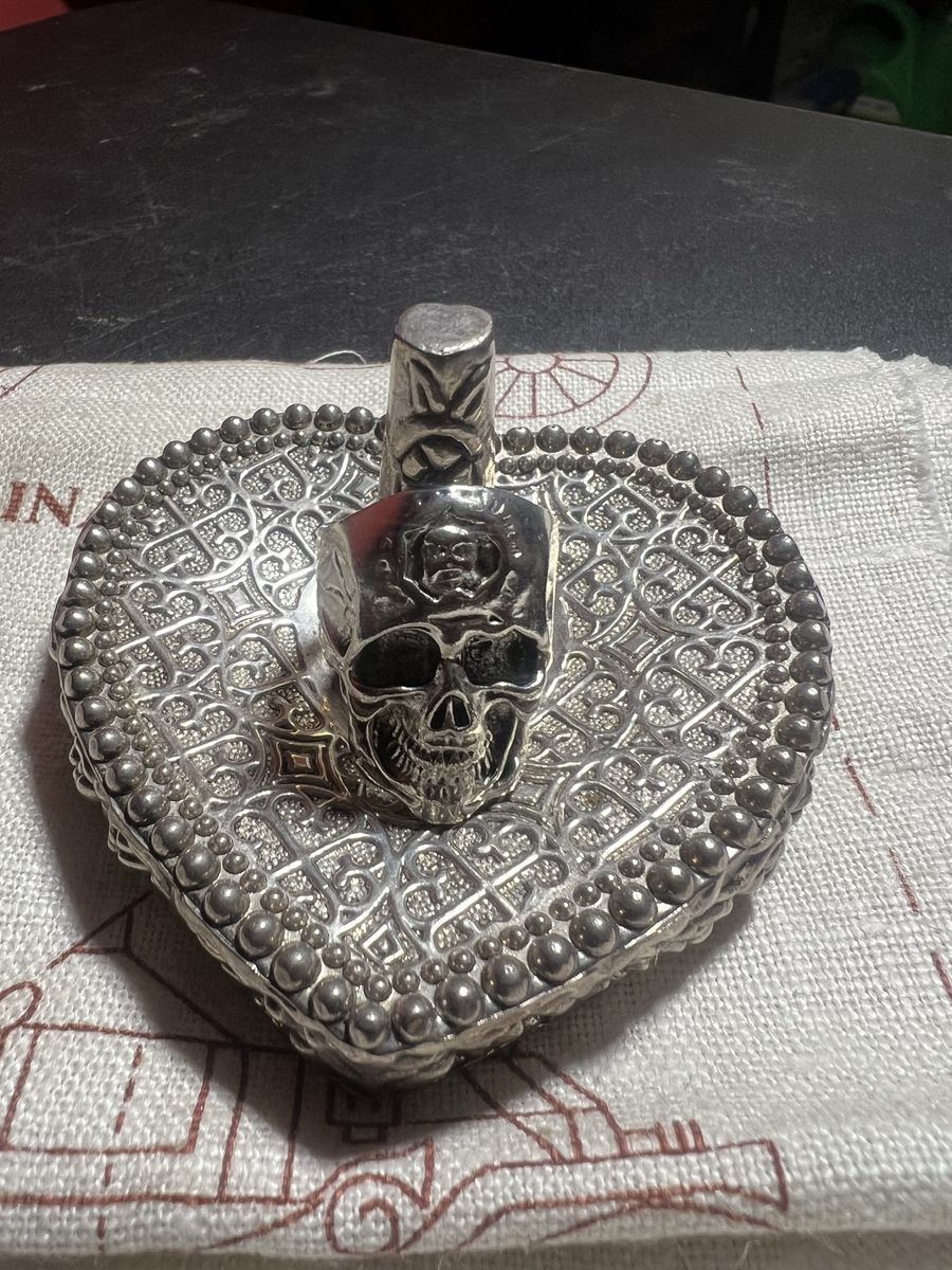 Skull Motif Ring - Silver Tone Fashion Accessory size10/5