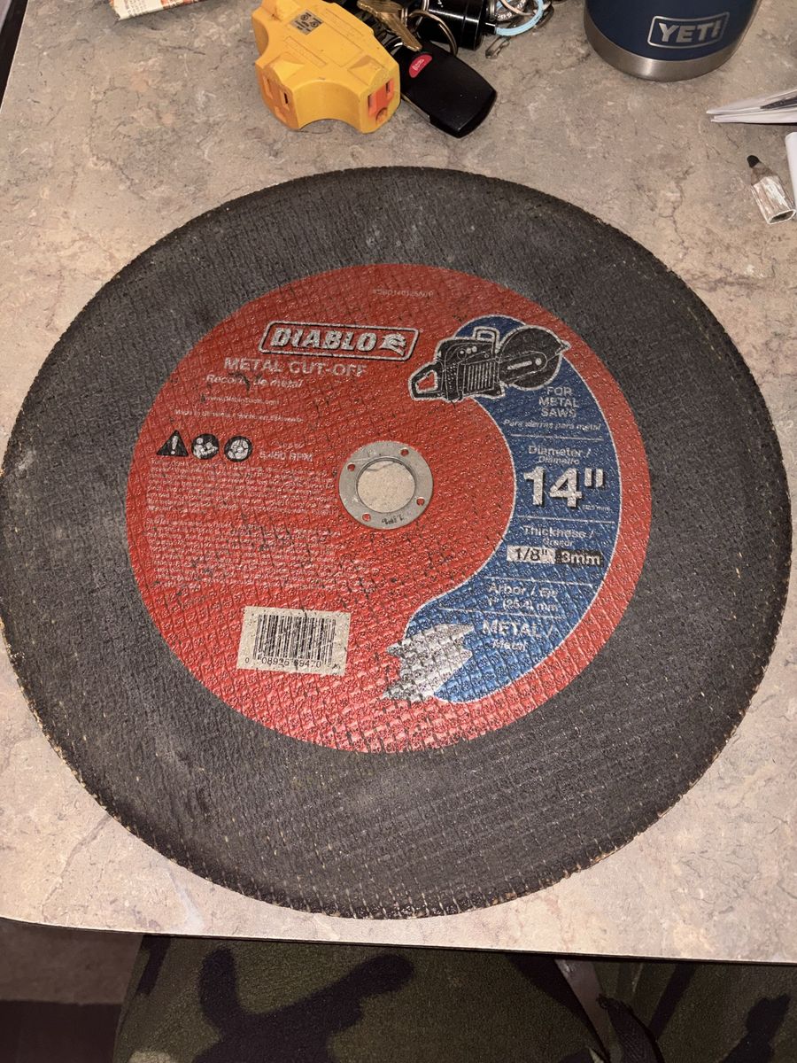 Diablo 14" Metal Cut-Off Saw Wheel Blade 1/8" Thickness 1" Arbor
