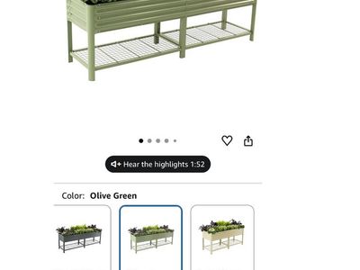 Vego Garden Raised Garden Bed-V Series 2'x8' Olive Green Galvanized Steel with Storage Rack