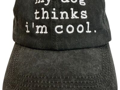 My Dog Thinks I'm Cool Black Distressed Hat