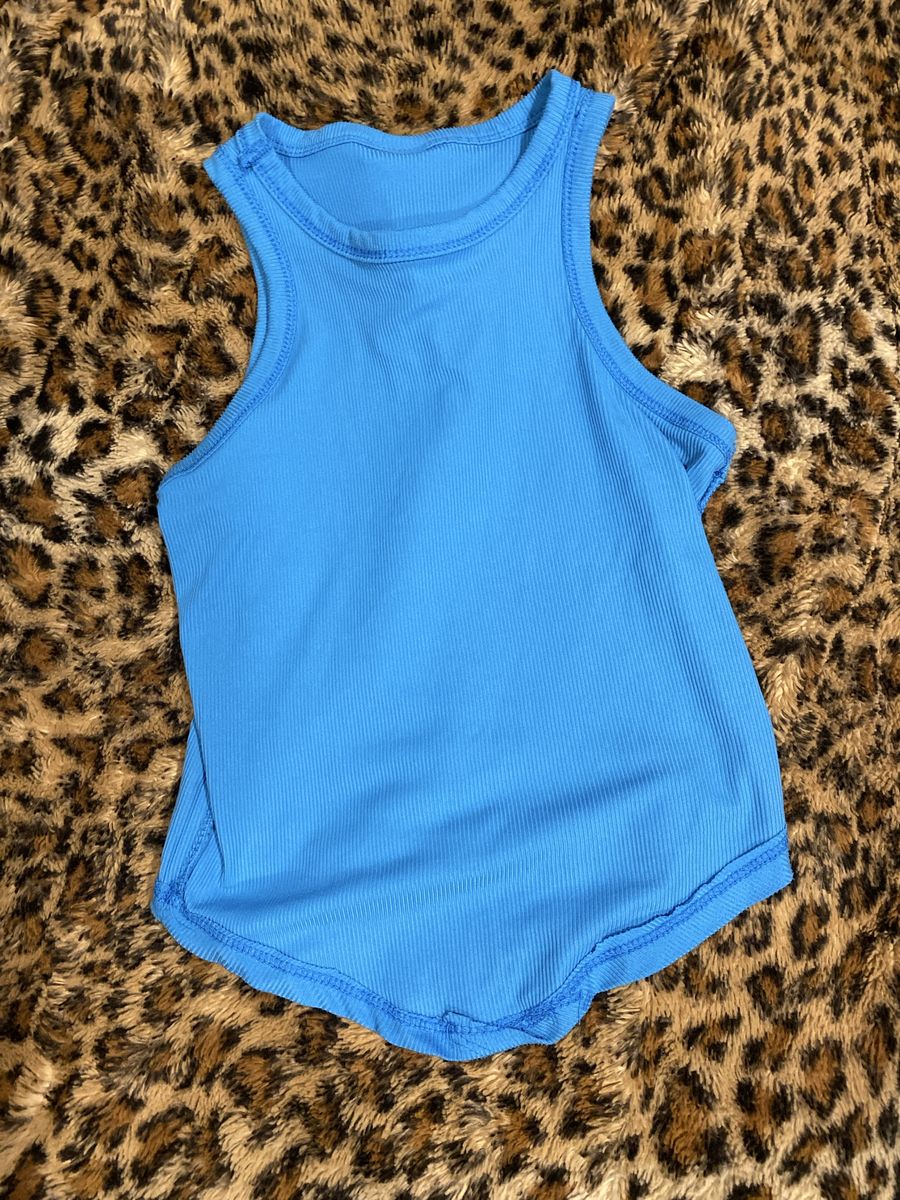 Bright Blue Ribbed Sleeveless Tank Top - Lightweight & Breathable