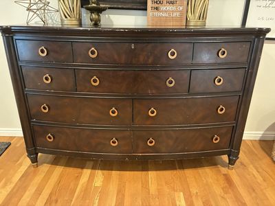 Drexel Heritage Solid Wood Dresser with Multiple Drawers and Ring Pulls