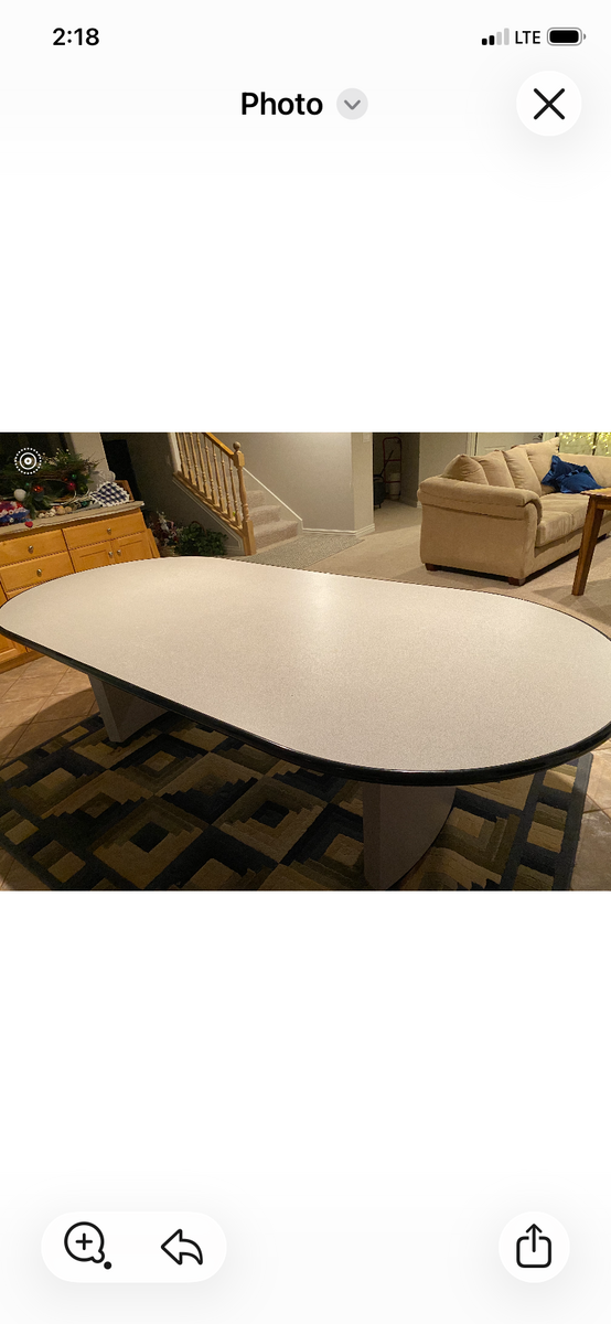 Kitchen/game play table 8 feet by 4 feet with four chairs