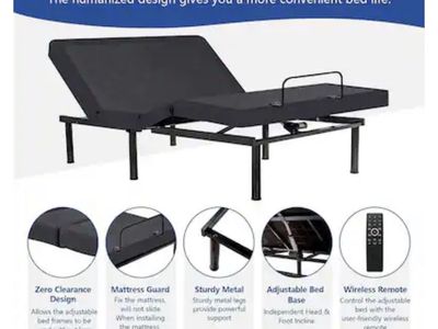 Smart Adjustable Queen Bed Frame W/wireless Remote