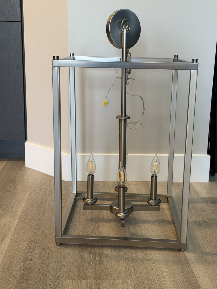 Modern Brushed Nickel Chandelier - Like New