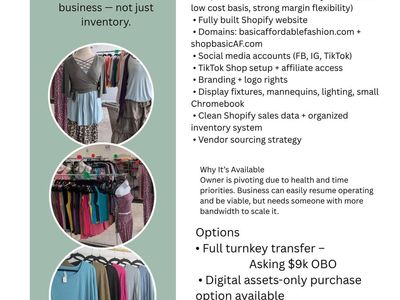 Online Clothing Boutique For Sale