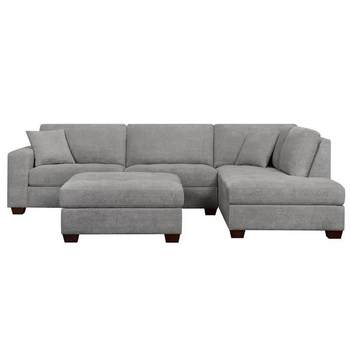 Miles 3-piece fabric sectional with storage ottoman
