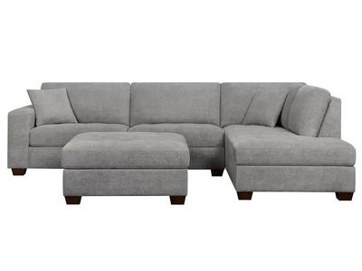 Miles 3-piece fabric sectional with storage ottoman