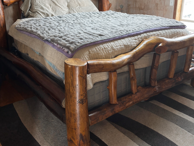 King size log bed frame