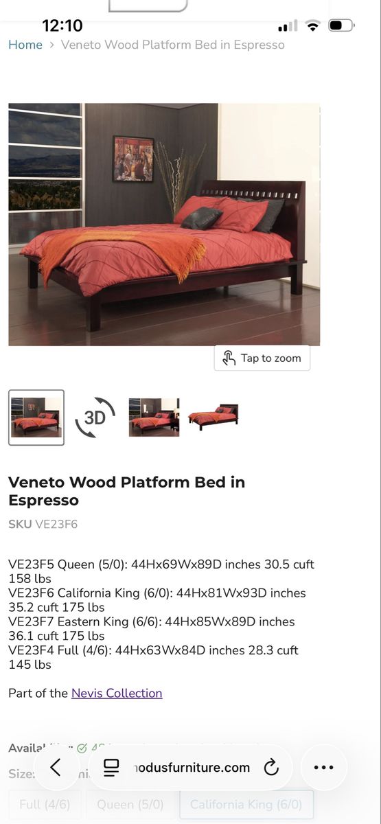 Modus Furniture Veneto California King Espresso Wood Platform Bed