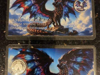 HayleyBug Mint Skyborne Sovereign 1 Gram .999 Fine Silver Round (2 grams total)