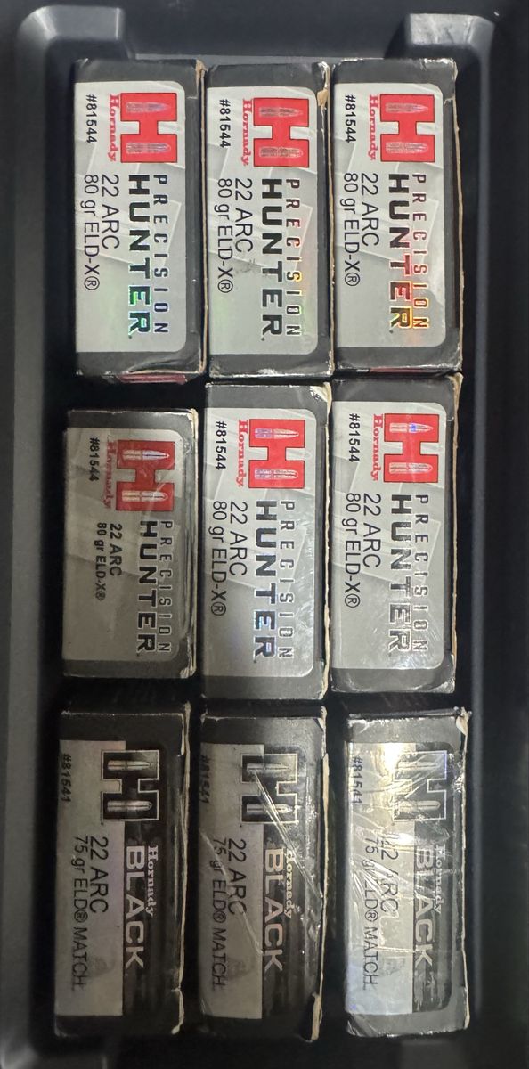 22 ARC Hornady Precision & Black ammo