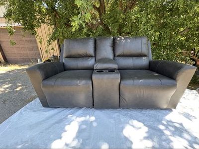 Dark leather couch