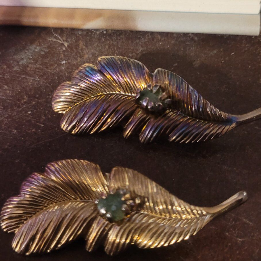 pair of feather broaches