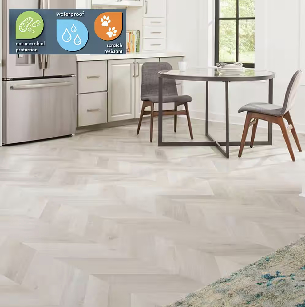 Lifeproof Chevron Champagne Beach Wood LVP Flooring