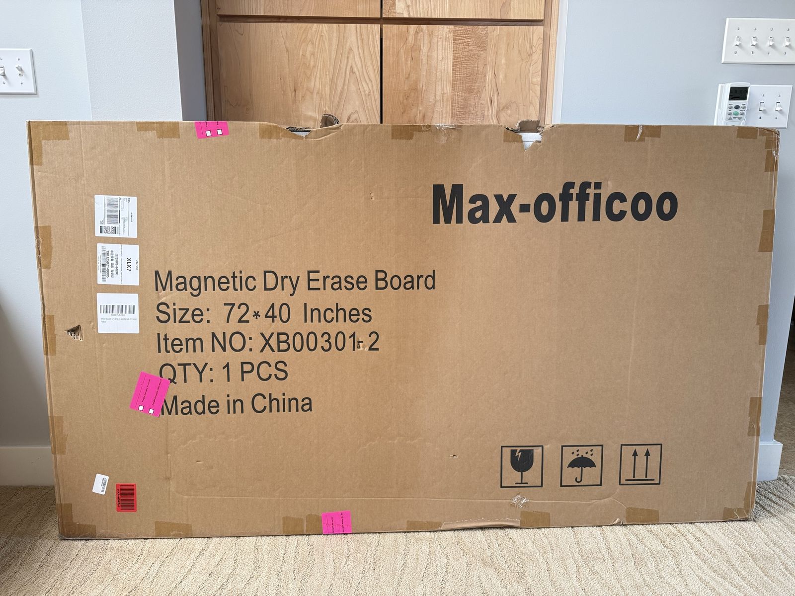 Whiteboard : 72”x40” and magnetic