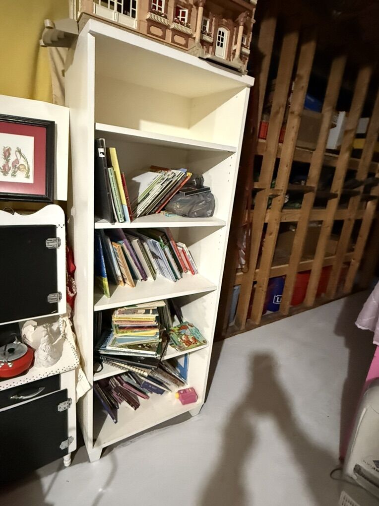 Tall White Wood Bookshelf 65 T 24 W 16.5 D