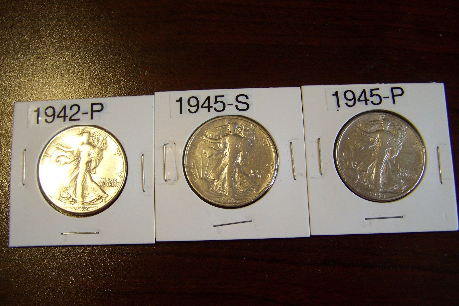 Walking Liberty Half Dollars, 90% Silver. 1942 and 1945