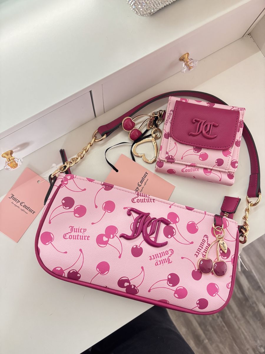 Cherry Juicy Couture Shoulder Purse & Wallet Set