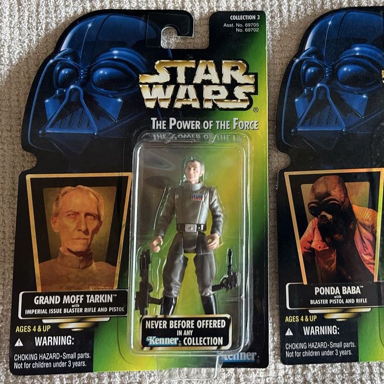 90’s Vintage Star Wars The Power of the Force Grand Moff Tarkin Action Figure Green Card Kenner *Never Before Offered*
