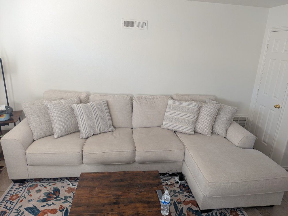 Ashley Furniture White Lerenza 4 piece Sectional with Chaise