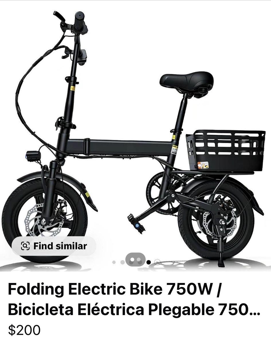 Folding Electric Bike 750W 22MPH 30+ Mile Range 48V Removable Battery 14" Tires
