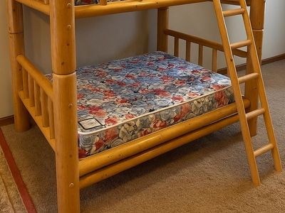 Bunk Beds Log with Ladder and Mattresses