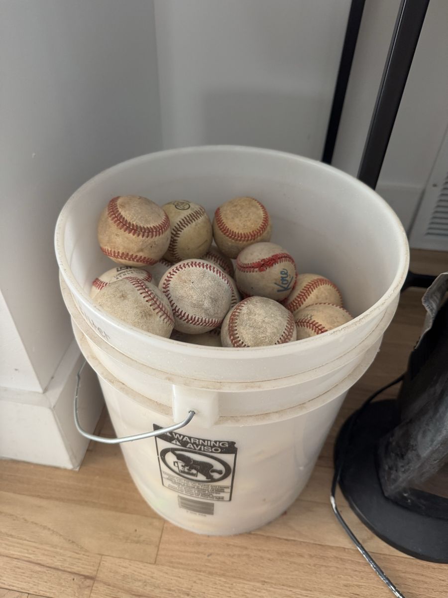 Bucket of baseballs