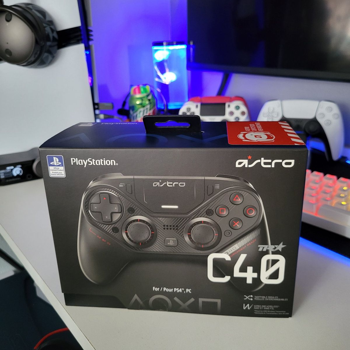 ASTRO Gaming C40 TR Controller for PlayStation 4 PS4 PC - Wired/Wireless, Swappable Modules, Tournament Ready refurbished sealed